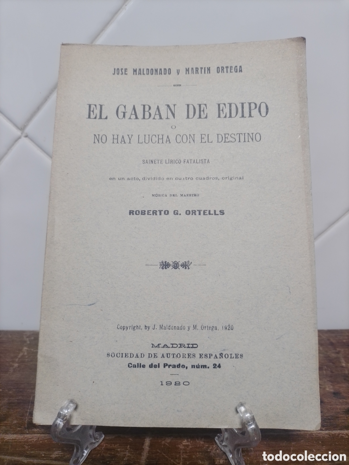 Libros antiguos: Libreto El Gaban de Edipo o No hay lucha con el destino.