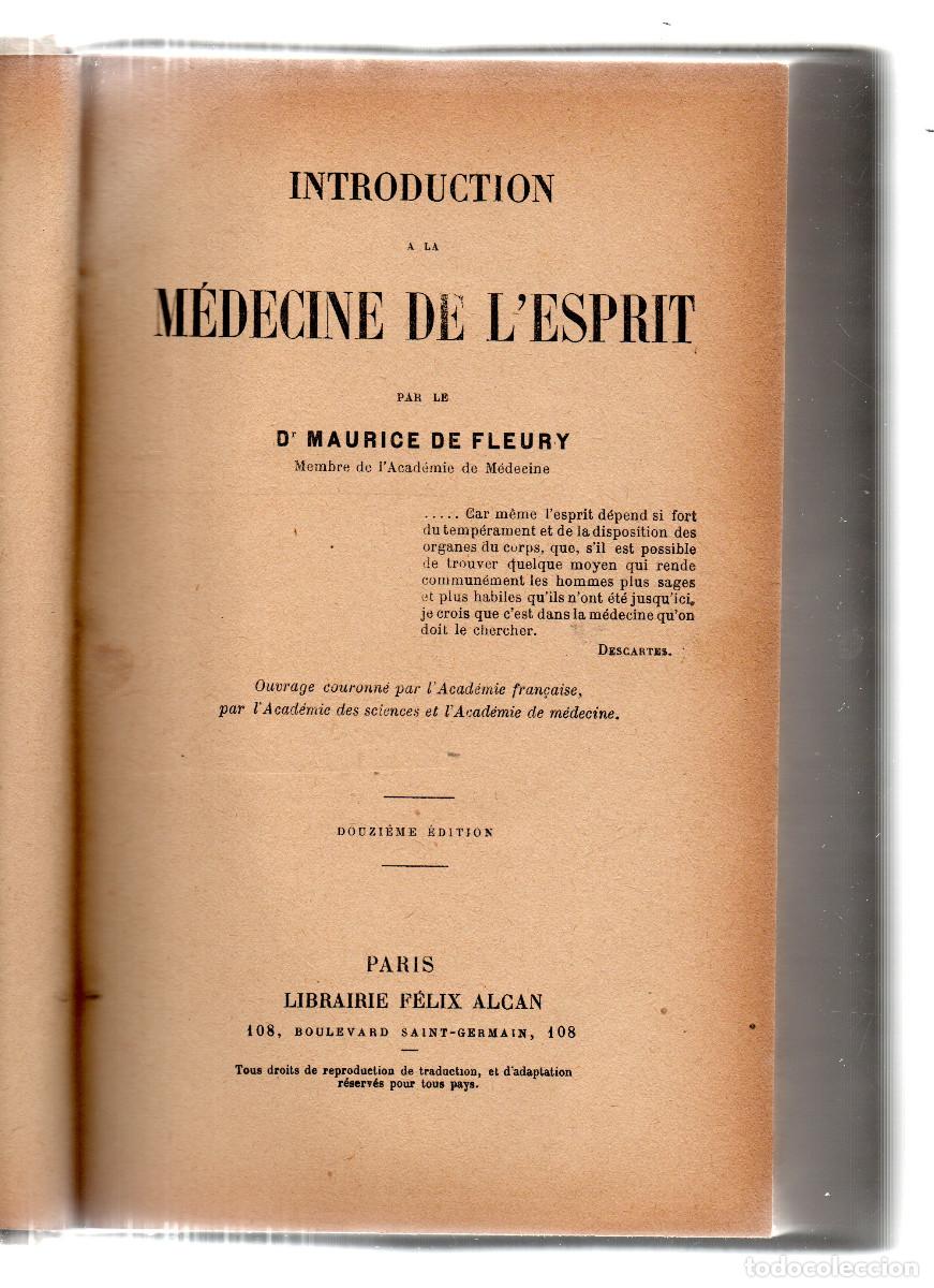 Libros antiguos: Introduction a la M&eacute;decine de l'esprit. Fleury, Maurice de.