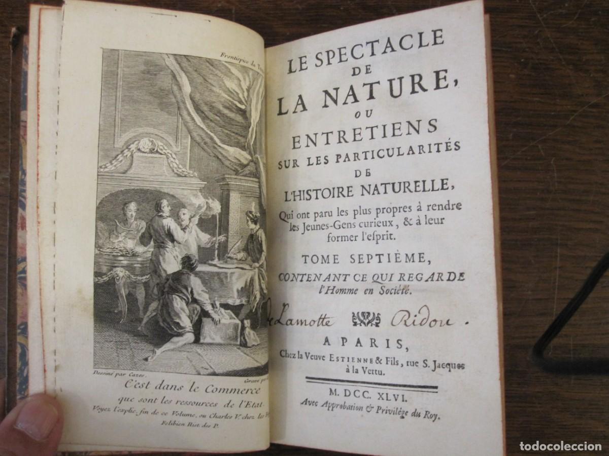 Libros antiguos: ESPECTACULO DE LA NATURALEZA ENTRETENIMINTOS DE HISTORIA NATURAL LIBRO FRANCES 1746