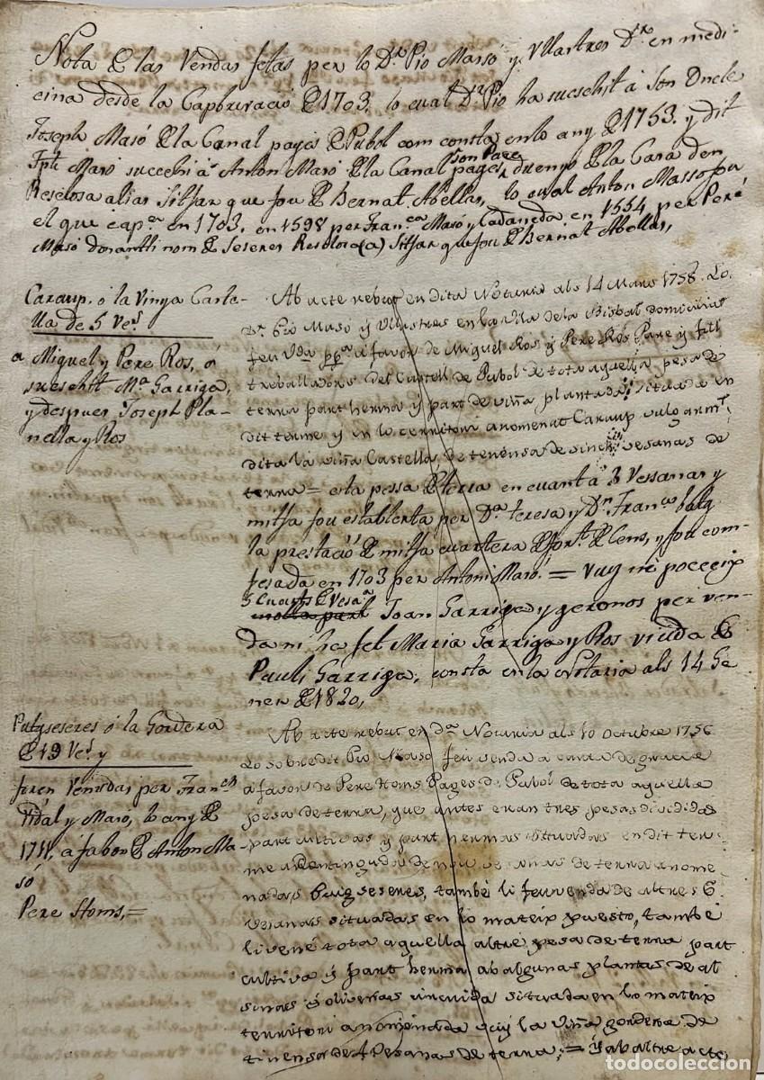 Libros antiguos: NOTA DE LAS vendas fetas per lo Dr. Pio Mas&oacute;, y Martres Dr. en medicina desde la Capbrevaci&oacute;...