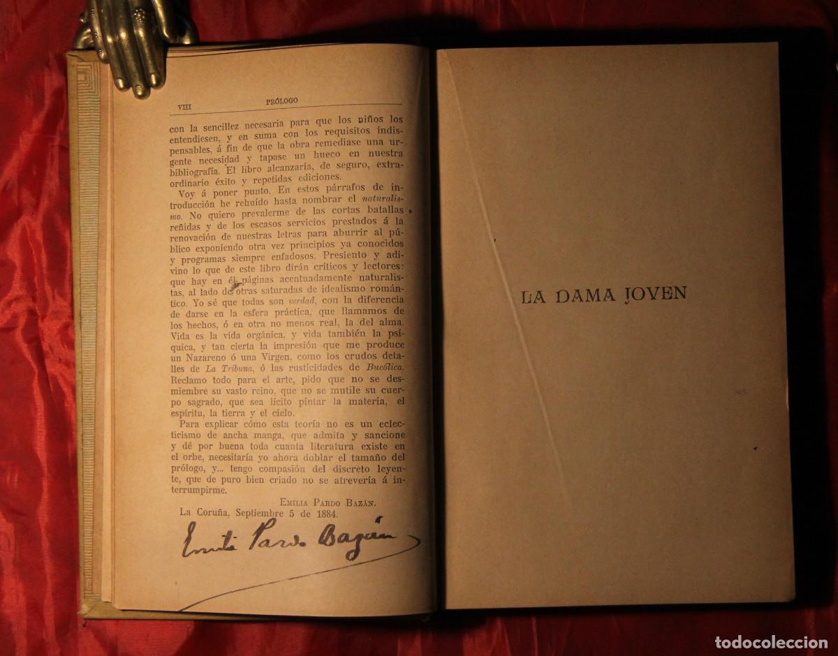 Libros antiguos: Emilia Pardo Baz&aacute;n - La dama joven 1907 - Firmado por la autora.