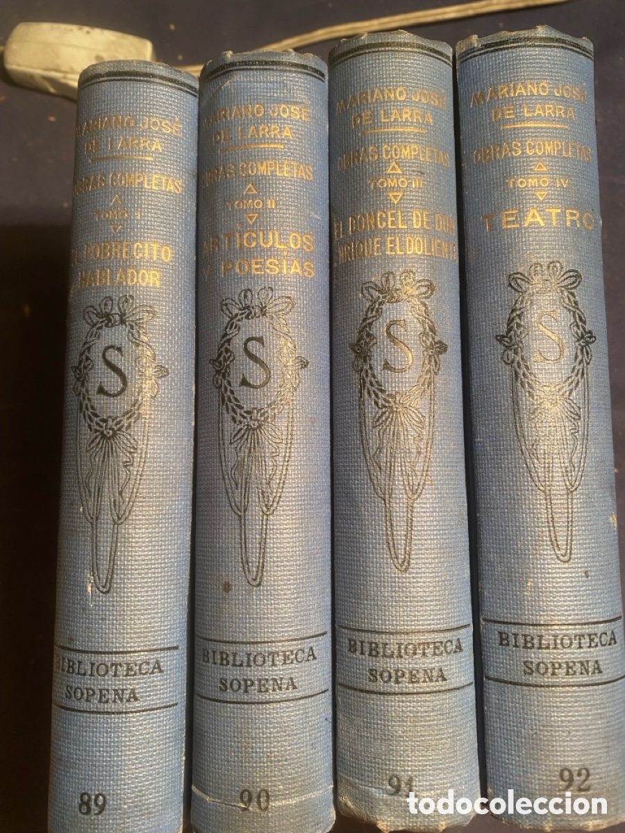 Libros antiguos: MARIANO JOSE DE LARRA: - OBRAS COMPLETAS (4 TOMOS) - (RAMON SOPENA, S.A.)