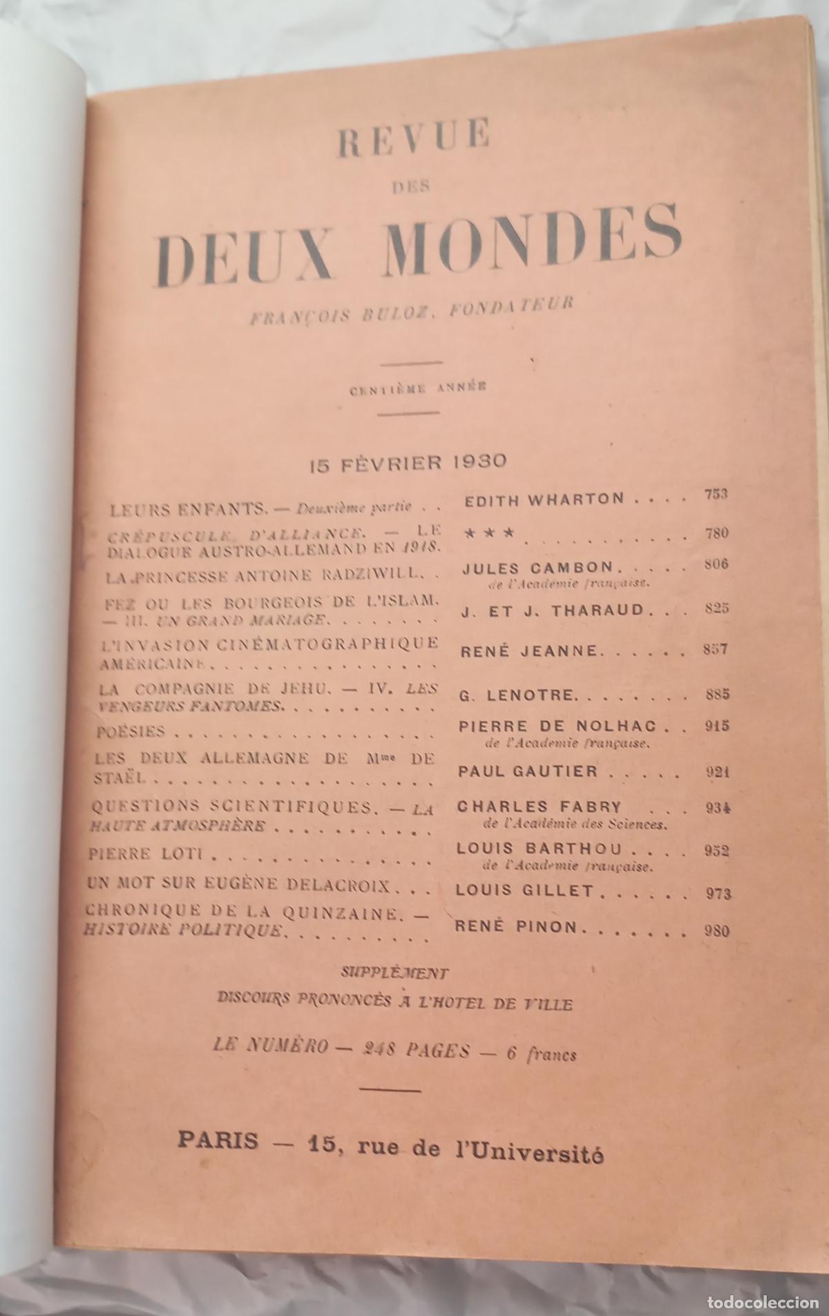 Libros antiguos: Hist&oacute;rica revista literaria y pol&iacute;tica francesa Revue des Deux Mondes 15 FEVRIER 1930