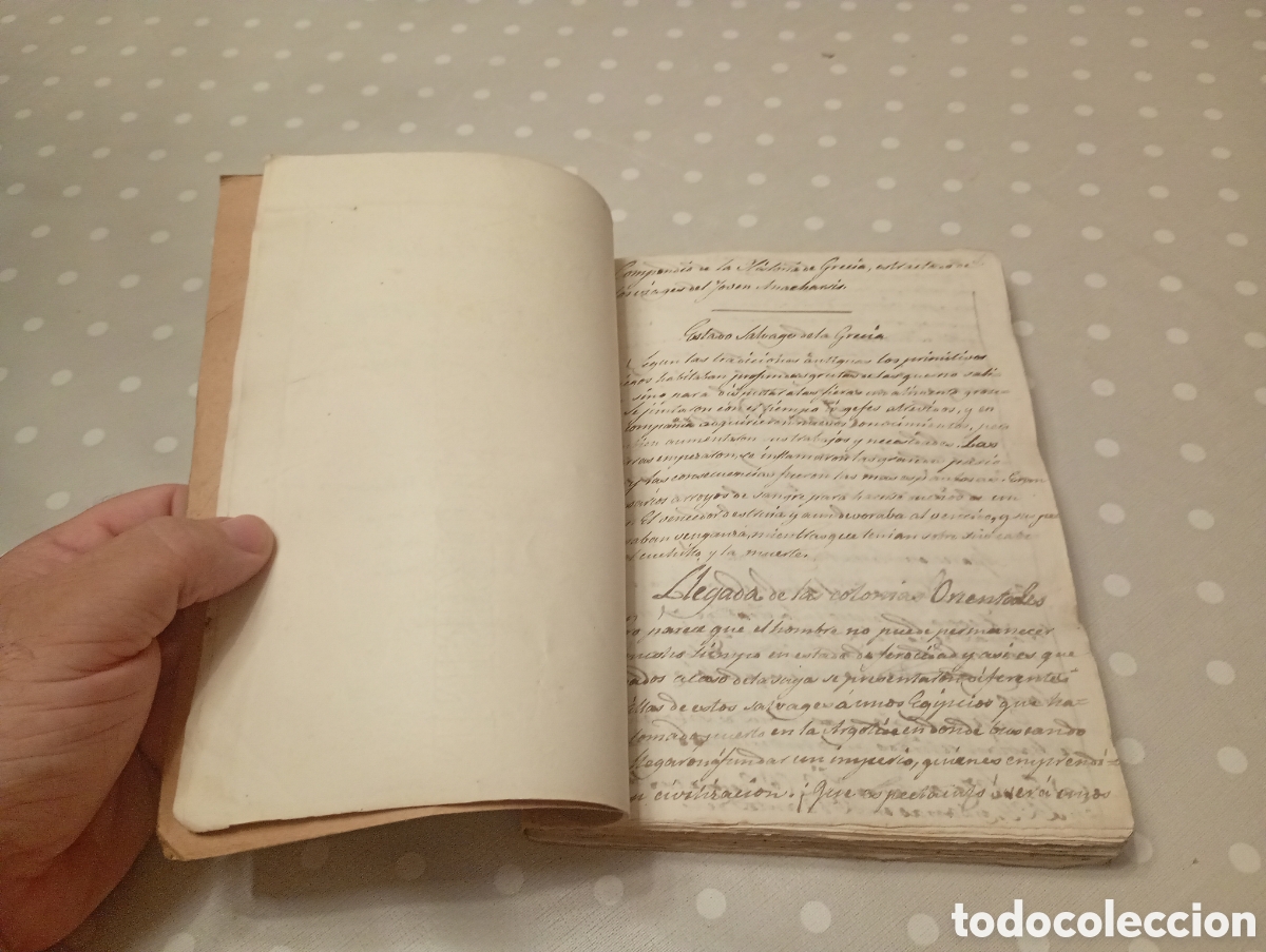 Libros antiguos: Pere Dalmases Vall&egrave;s (Igualada 1815-71) Copia manuscrita &rdquo;Compendio historia de Grecia&rdquo; Cervera