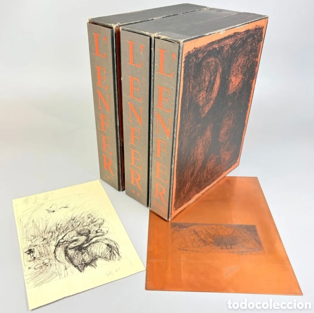 Libros antiguos: [GOERG] DANTE - El Infierno 1950 3 vol&uacute;menes con suite extra carpeta del editor 1/36 con 108 grabado
