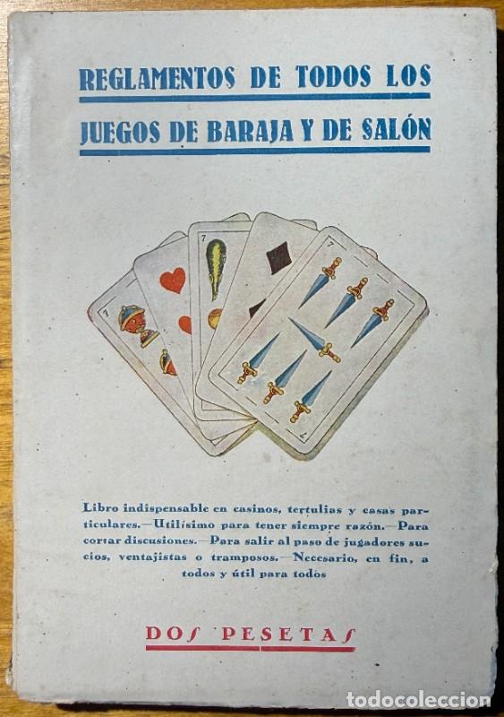 Libros antiguos: Reglamentos de todos los juegos de baraja y de sal&oacute;n, Librer&iacute;a Bergua 1932 Tercera edici&oacute;n 2 pesetas