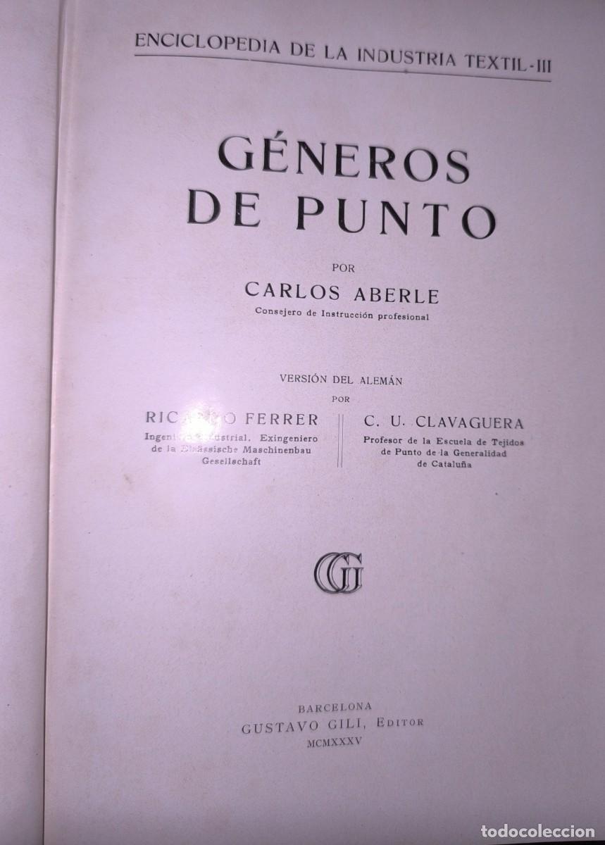 Libros antiguos: GENEROS DE PUNTO (Aberle, Carlos) - Foto 3