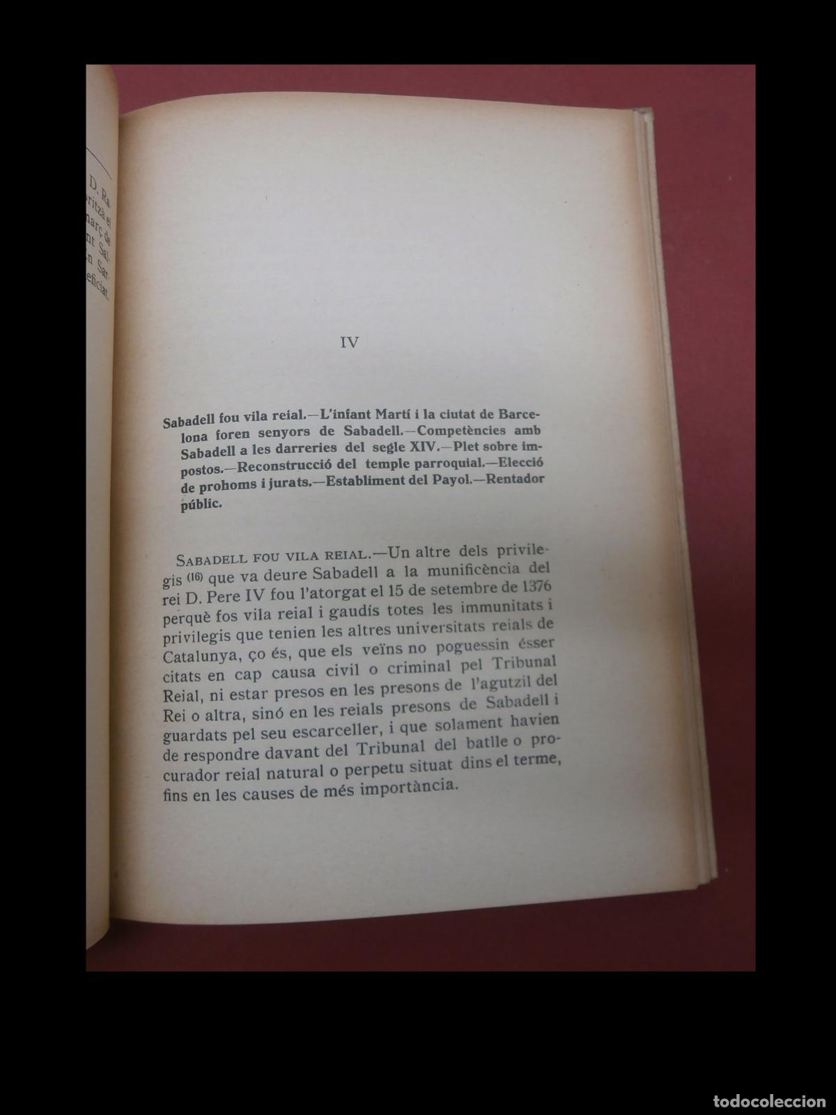 Libros antiguos: Sabadell. Monografia. Agust&iacute; Rius i Borrell - Foto 2