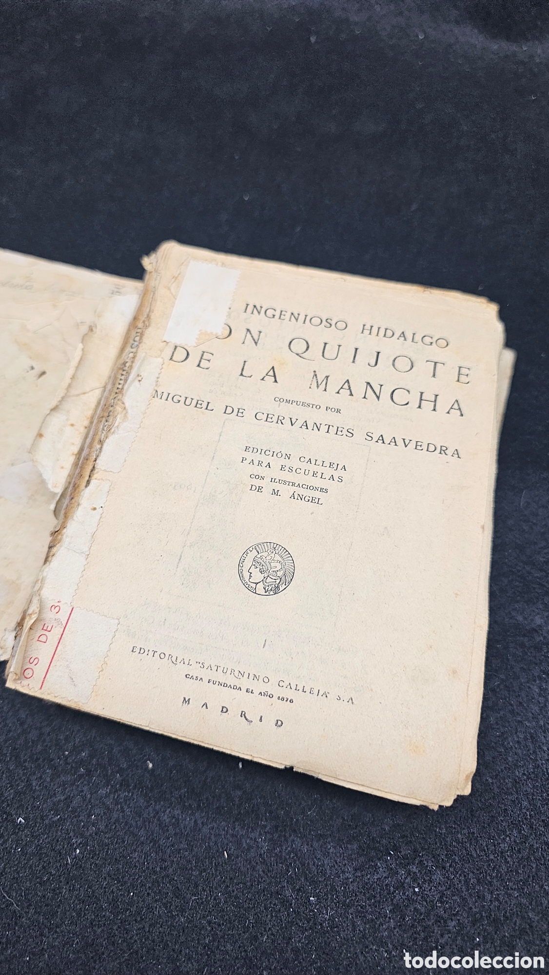 Libros antiguos: Antiguo libro DON QUIJOTE DE LA MANCHA para restaurar..... - Foto 5