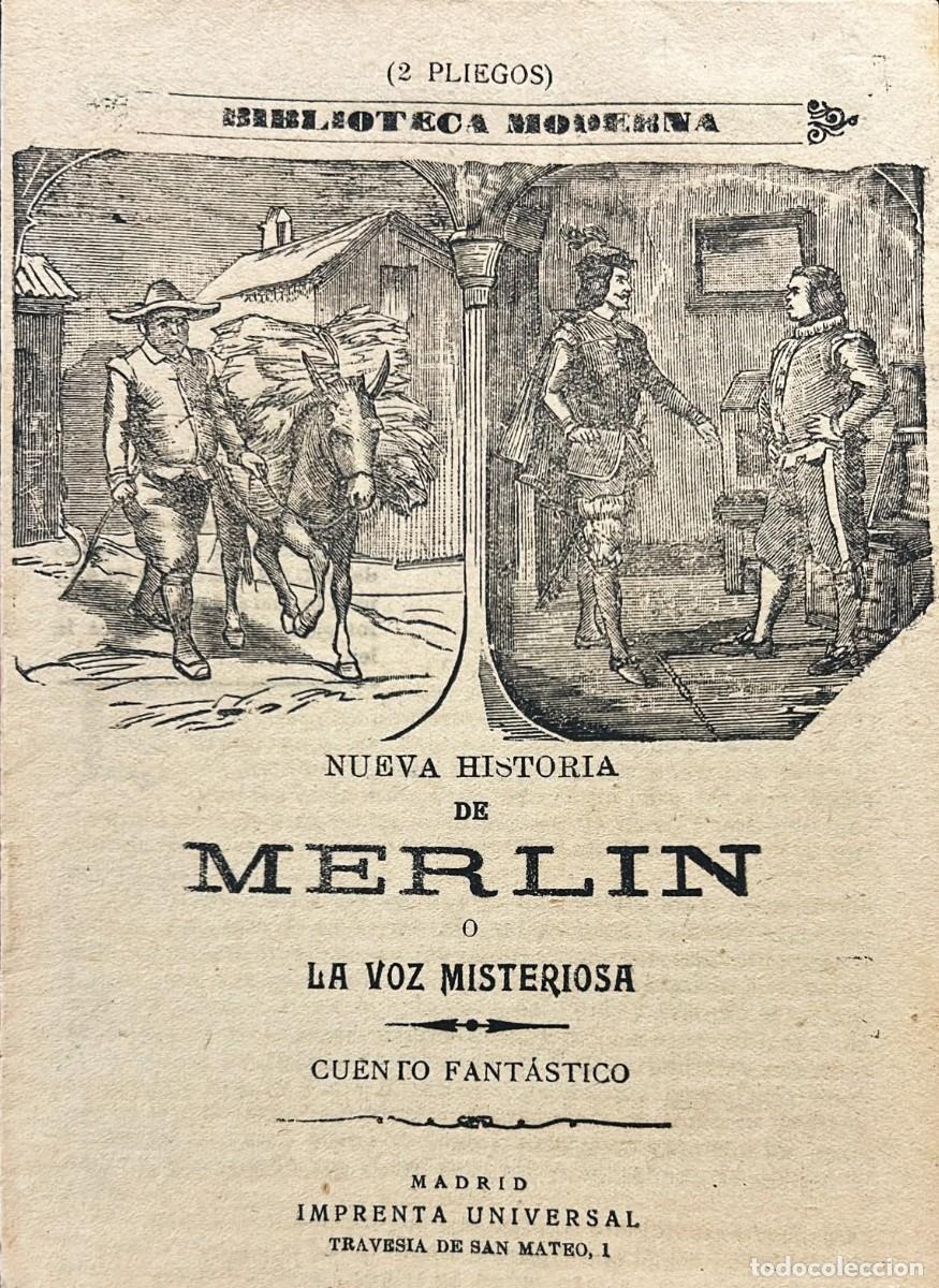 Libros antiguos: NUEVA historia de Merl&iacute;n o la voz misteriosa. Cuento fant&aacute;stico.