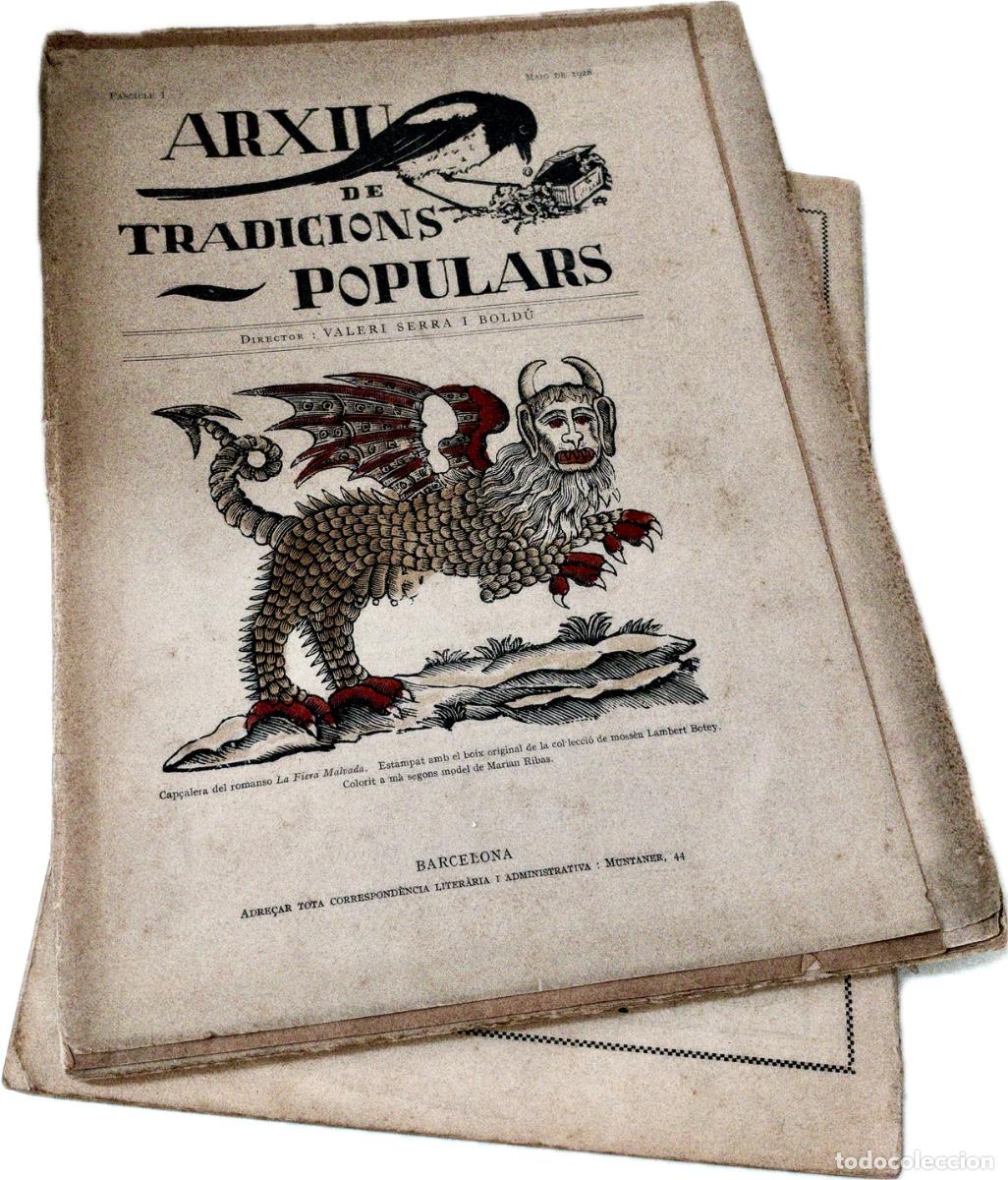Libros antiguos: Arxiu de Tradicions Populars. Fasc&iacute;culos I y III. Barcelona, primera mitad del siglo XX.