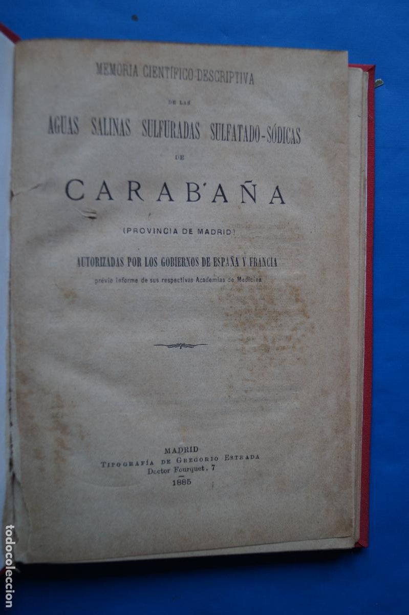 Libros antiguos: AGUAS SALINAS SULFURADAS DE CARABA&Ntilde;A (MADRID). 1885