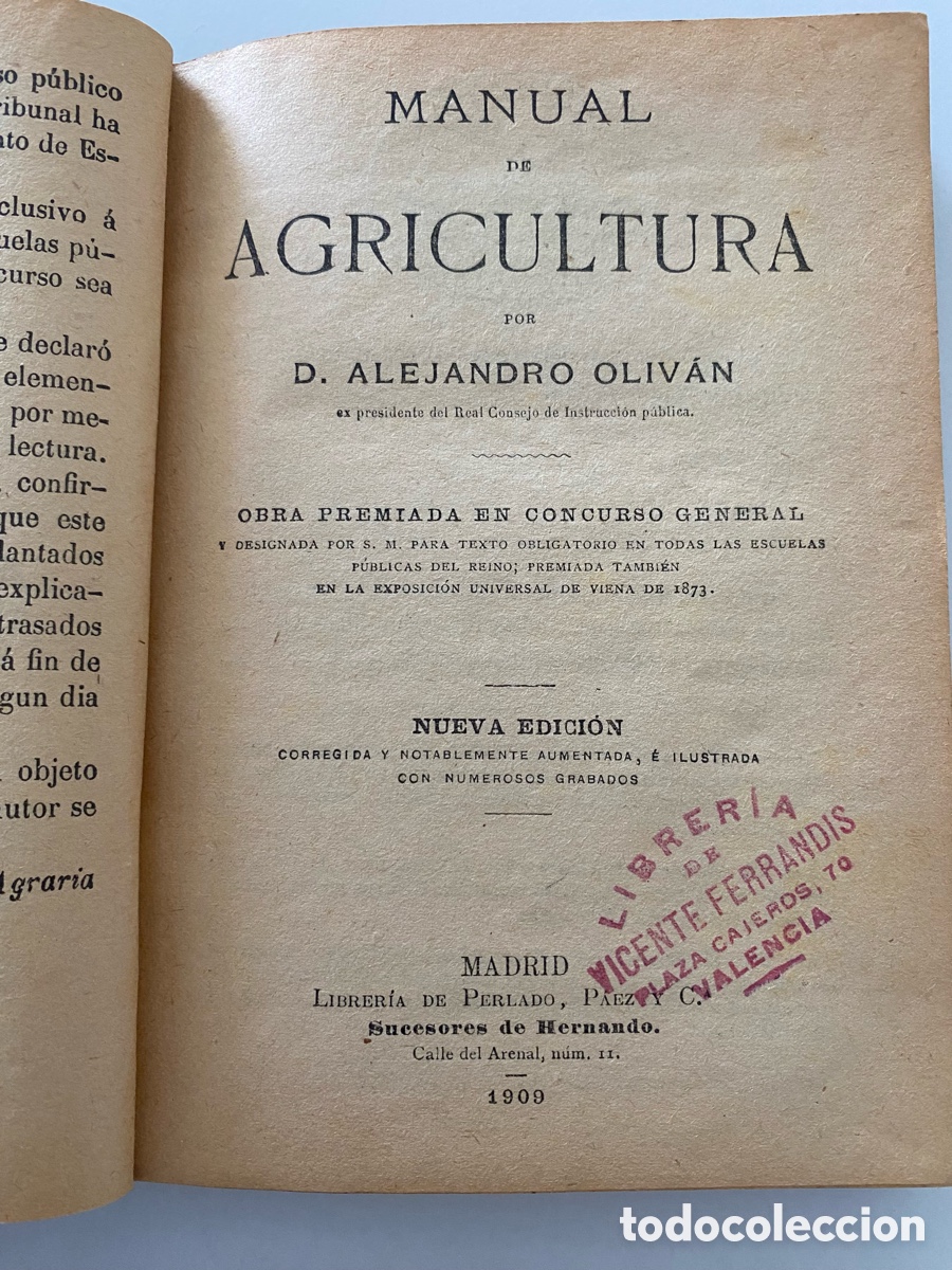 Libros antiguos: Manual de Agricultura - Foto 3