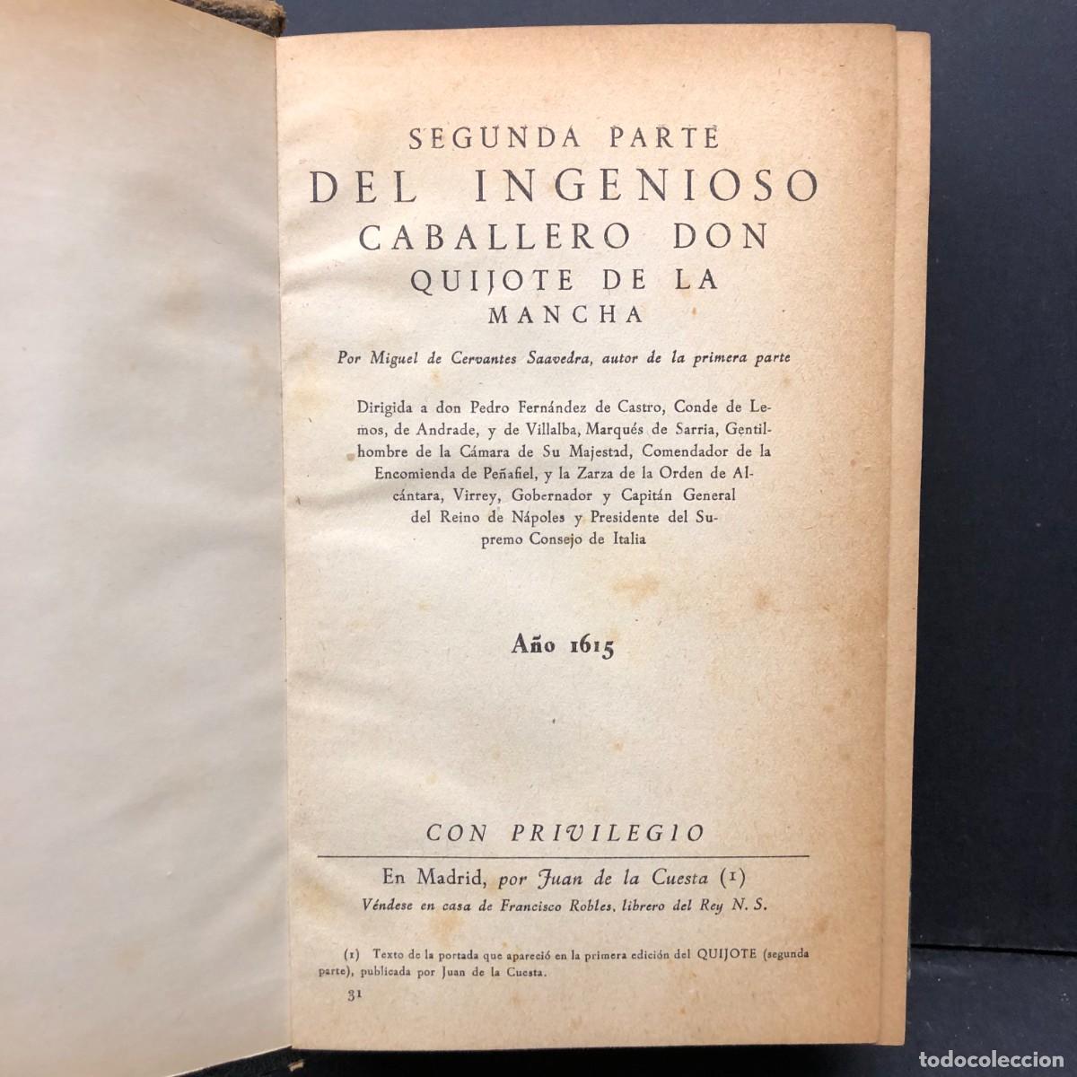 Livres anciens: DEL INGENIOSO CABALLERO DON QUIJOTE DE LA MANCHA - SEGUNDA PARTE - ANO 1615 - MADRID / 1065