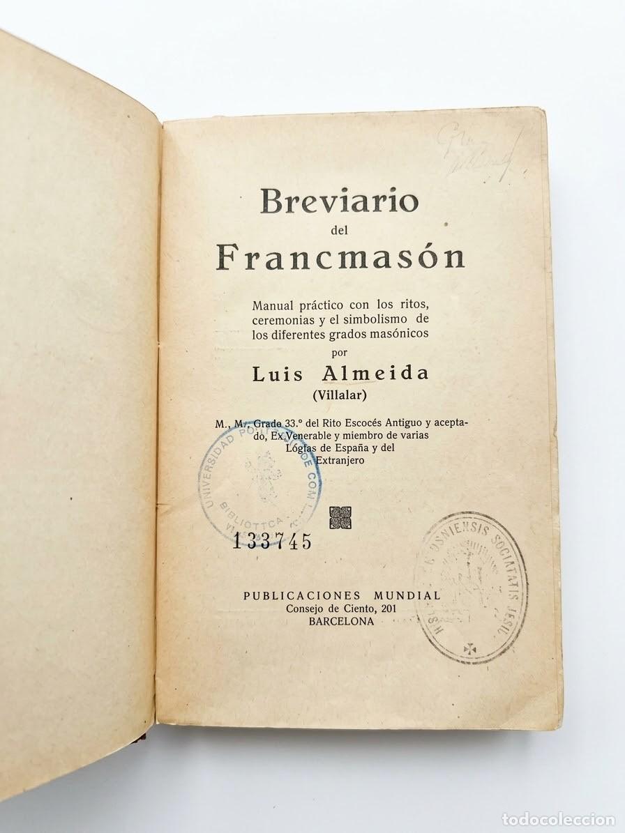 Libros antiguos: Breviario francmason - Foto 2