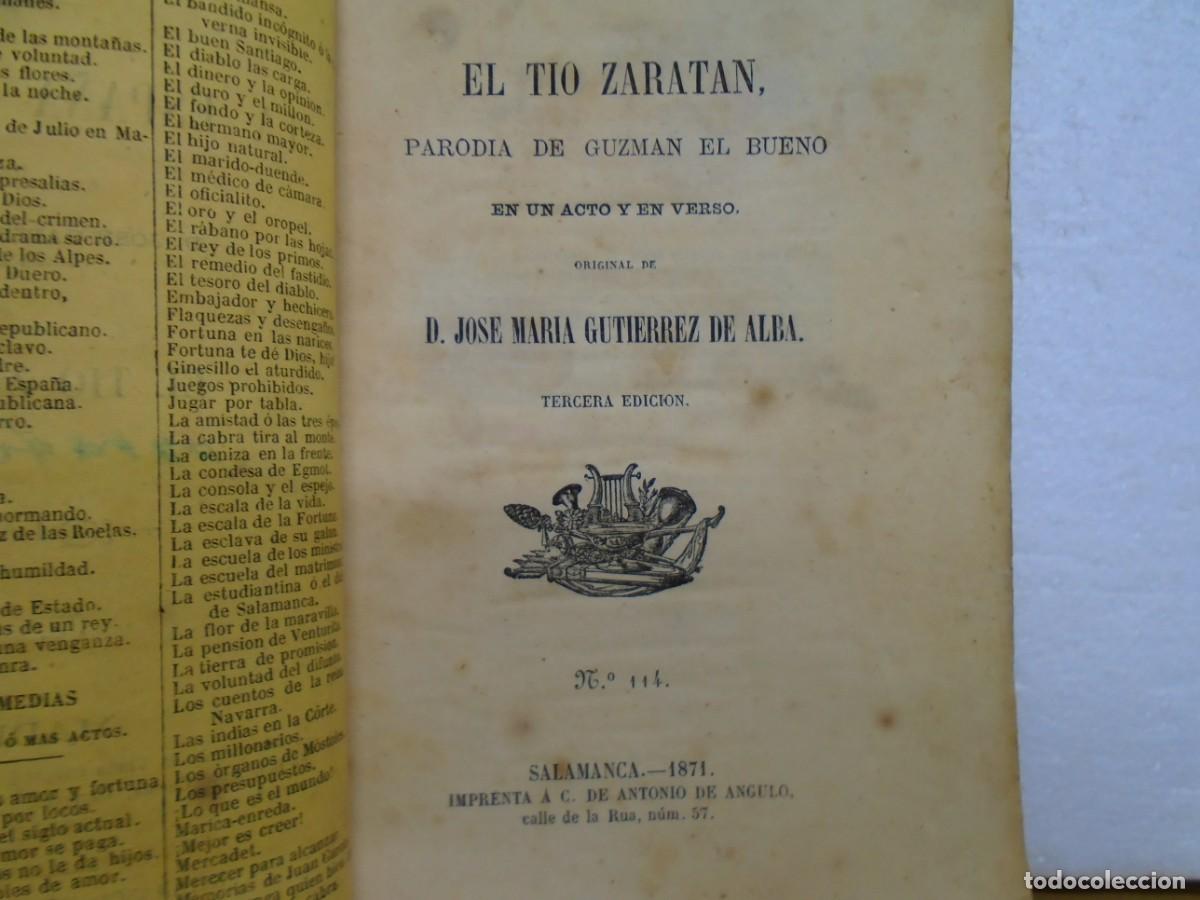 Libros antiguos: J.M&ordf; GUTIERREZ DE ALBA/EL TIO ZARATAN/PARODIA/SALAMANCA, 1871,RARO.