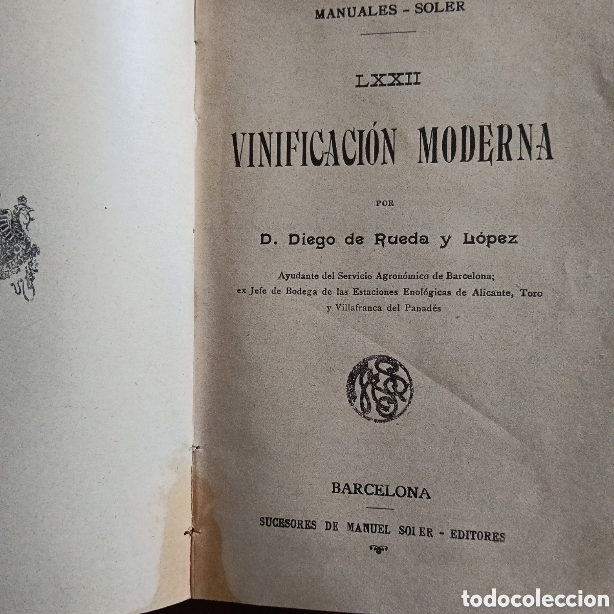 Libros antiguos: Vinificaci&oacute;n Moderna D. De Rueda - Foto 2