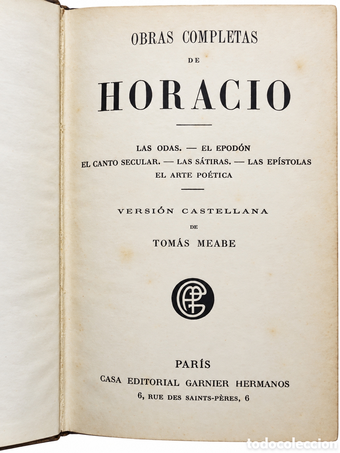 Libros antiguos: HORACIO &ndash; OBRAS COMPLETAS &ndash; GARNIER HERMANOS &ndash; LML - Foto 2