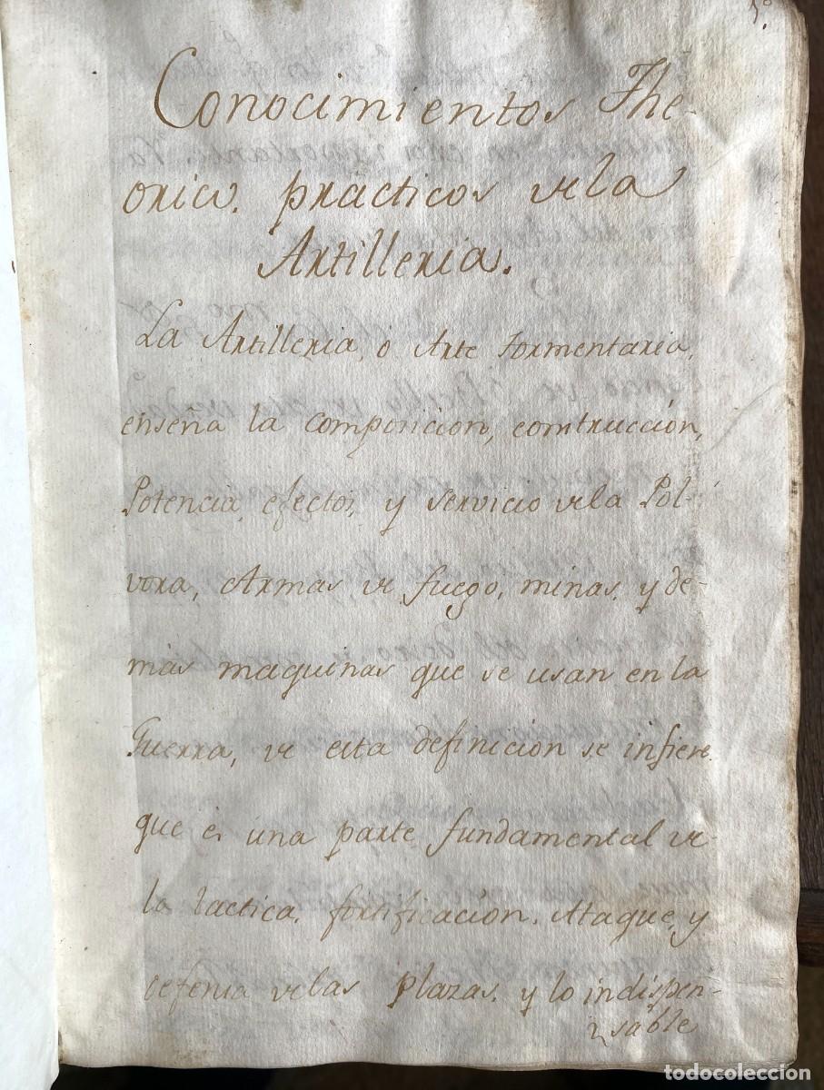 Libros antiguos: Fuegos artificiales. Ca&ntilde;ones. P&oacute;lvora. Conocimientos theorico practicos de artiller&iacute;a. Manuscrito