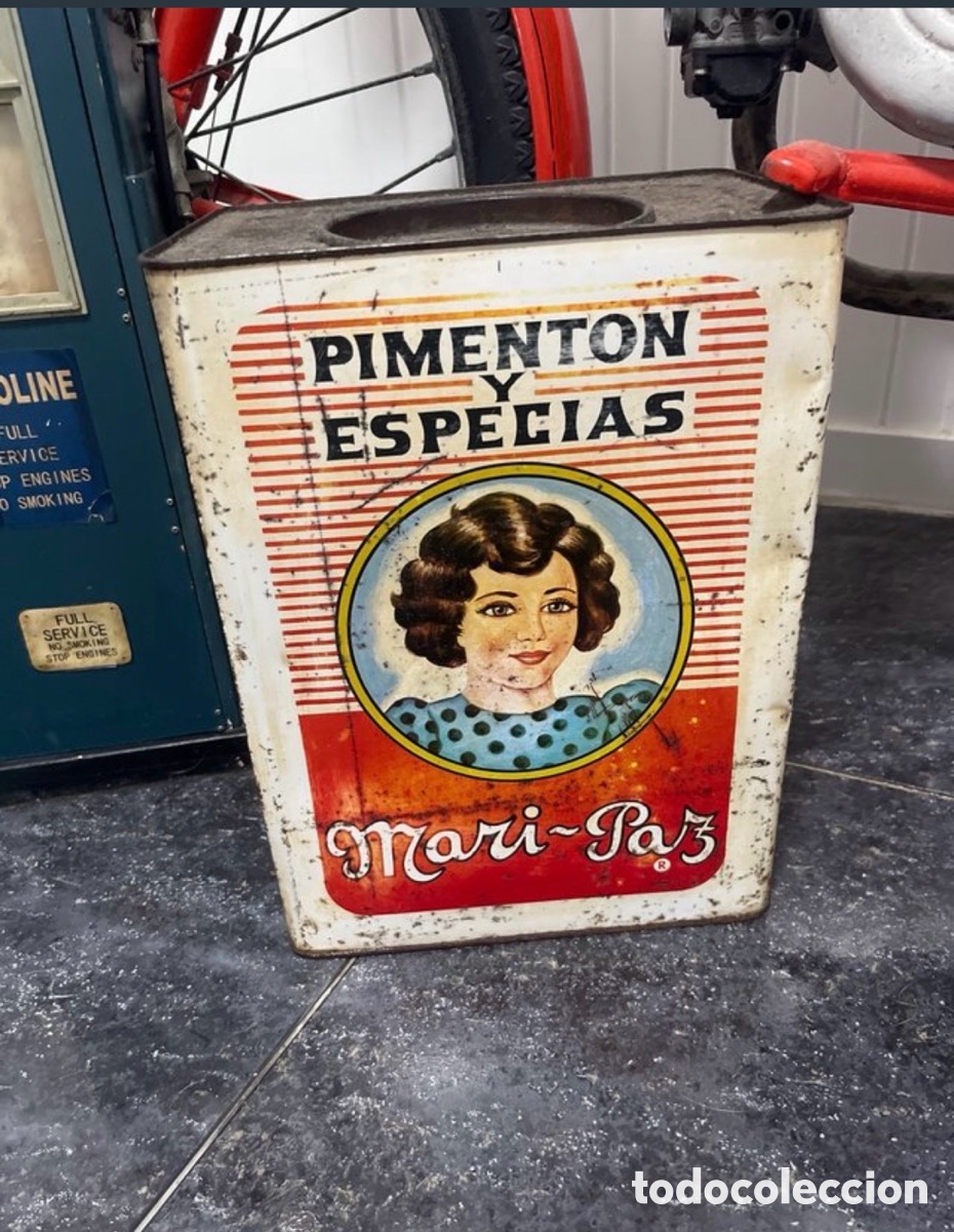 Libros antiguos: Lata de piment&oacute;n Mari-Paz - Foto 2