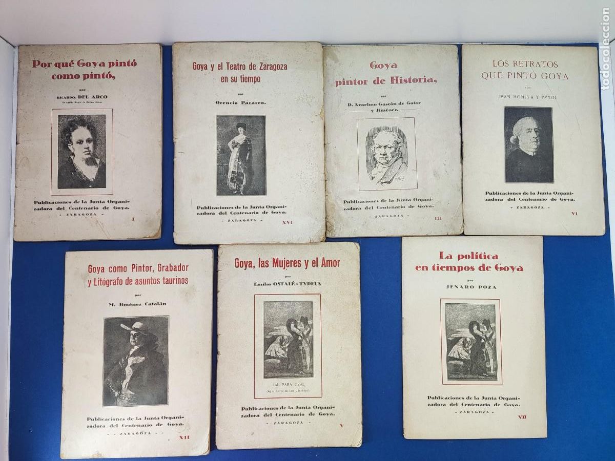 Libros antiguos: LOTE DE SIETE CUADERNILLOS SOBRE GOYA; A&Ntilde;OS 20 / UNO DEDICADO A F. BURRIEL, EXLIBRIS FELIX BURRIEL
