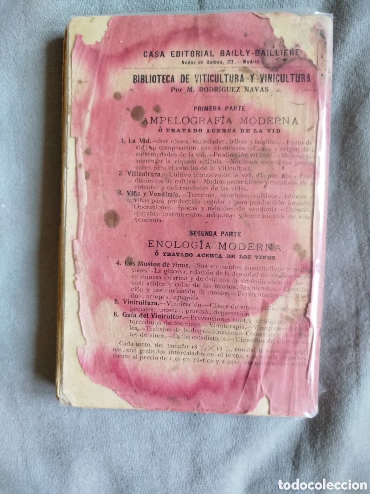Libros antiguos: Manual para elaborar vinos 1912 - Foto 2