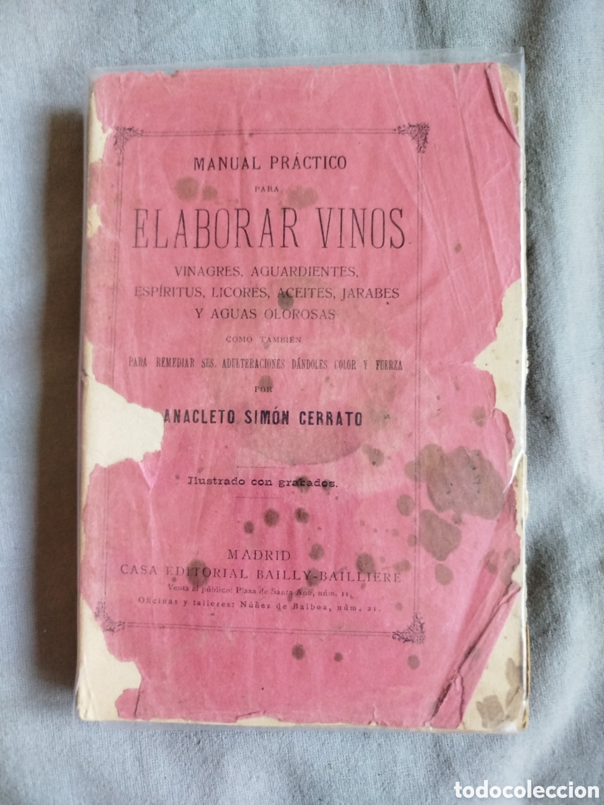 Antiquarische B&uuml;cher: Manual para elaborar vinos 1912