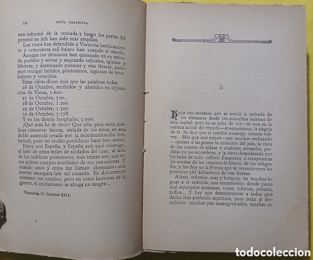 Libros antiguos: De la guerra, Sofia Casanova - Foto 3