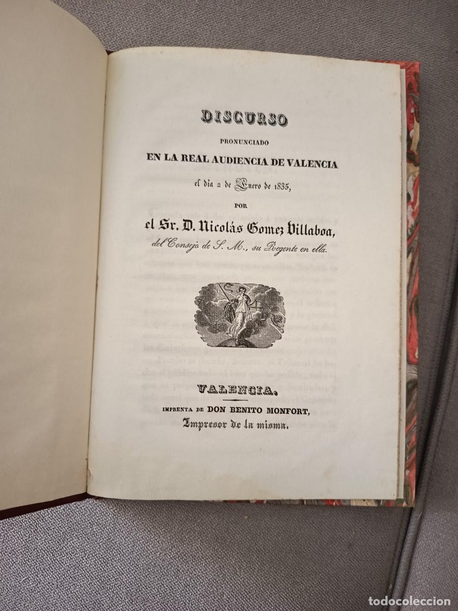 Libros antiguos: Discurso en la real audiencia de Valencia.El Sr. D. NICOL&Aacute;S G&Oacute;MEZ VILLABOA.1835. VALENCIA.