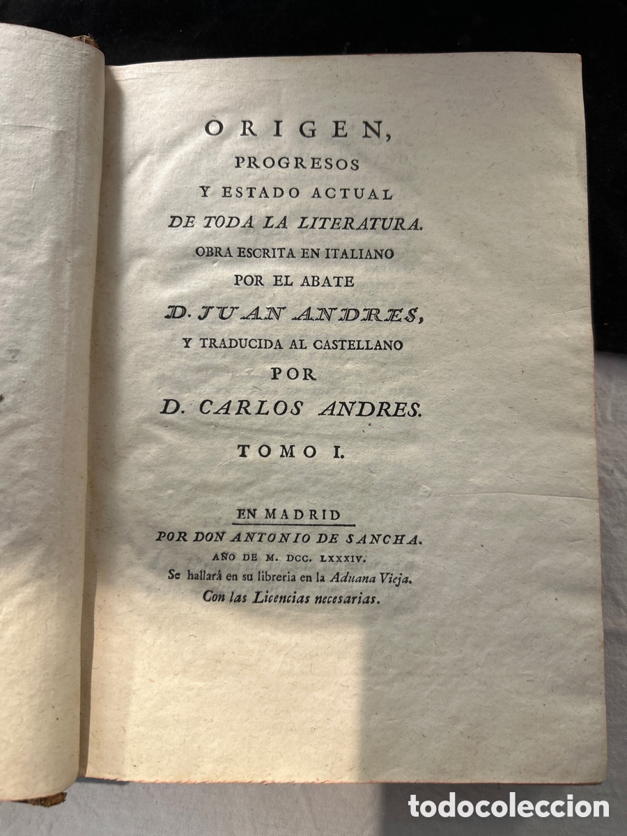 Libros antiguos: ORIGEN, PROGRESOS Y ESTADO ACTUAL DE TODA LA LITERATURA - Foto 2