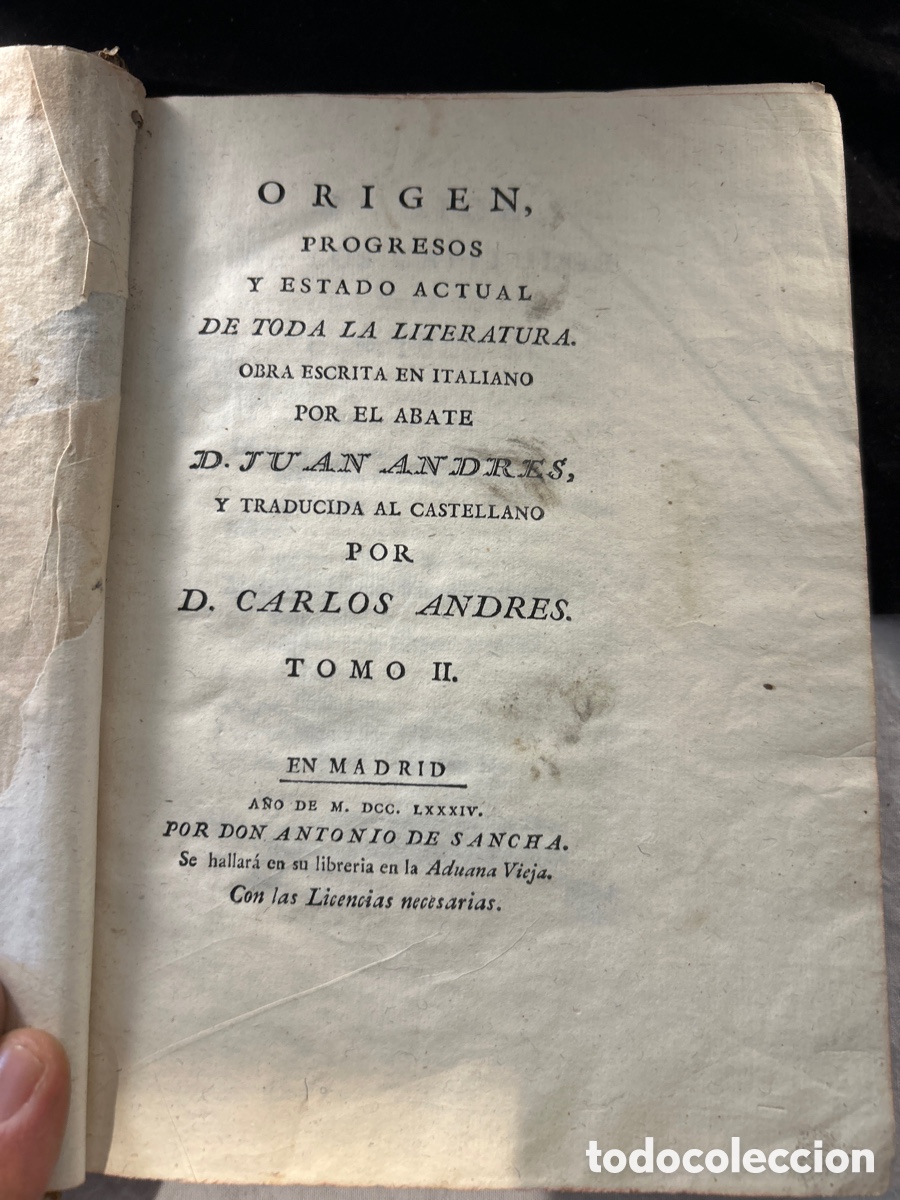 Libros antiguos: ORIGEN, PROGRESOS Y ESTADO ACTUAL DE TODA LA LITERATURA - Foto 4