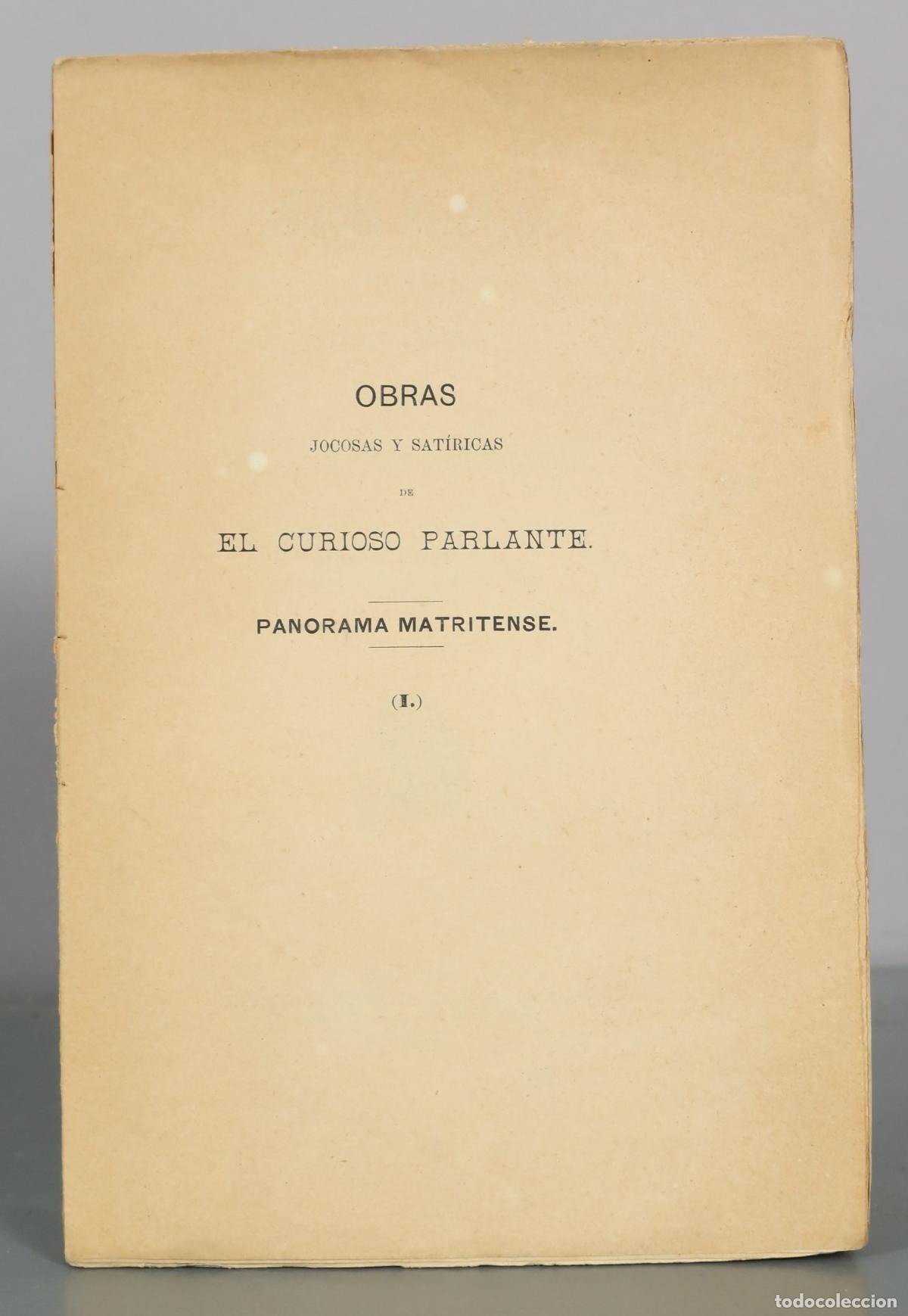 Libros antiguos: Panorama Matritense - El Curioso Parlante - Oficinas de La Ilustraci&oacute;n Espa&ntilde;ola y Americana 1881