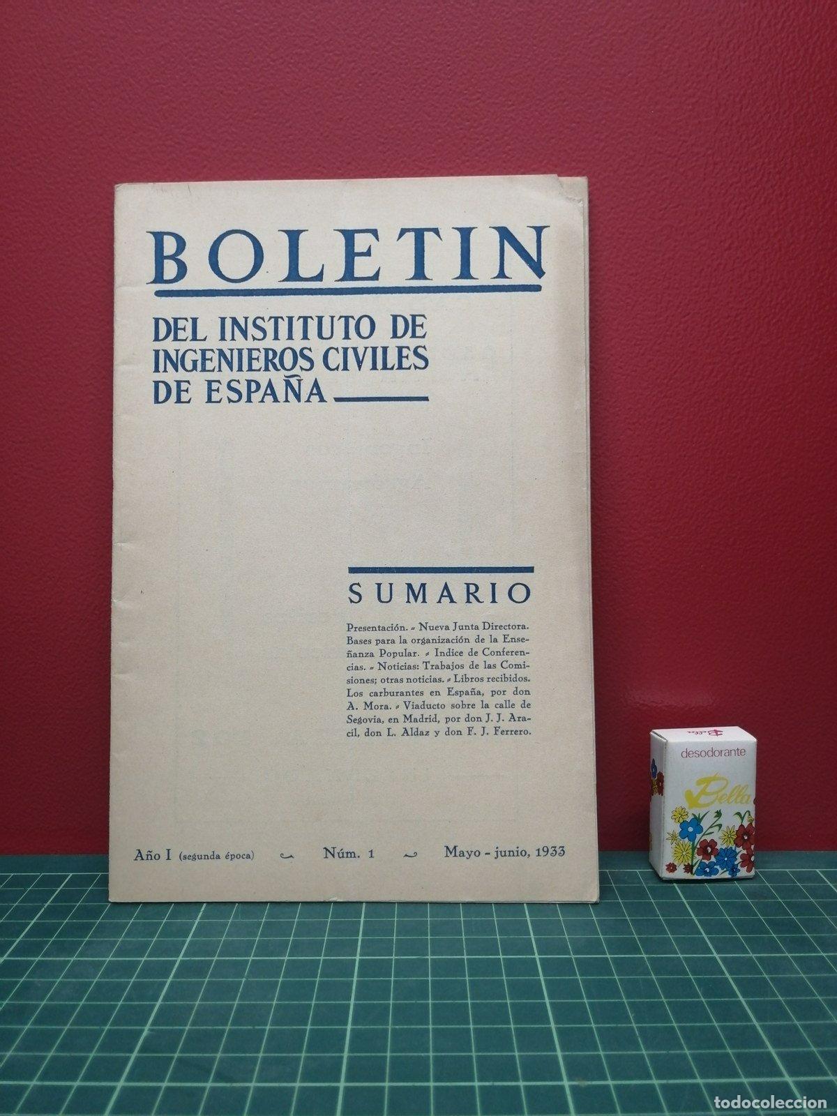 Libros antiguos: Bolet&iacute;n del Instituto de Ingenieros Civiles de Espa&ntilde;a n&ordm; 1, 1933