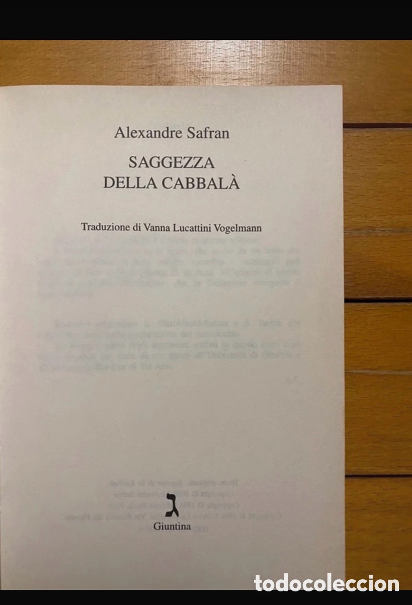 Libros antiguos: Saggezza della Cabbal&agrave; - Alexandre Safran - Foto 2