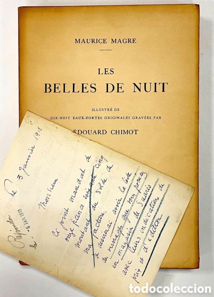 Libros antiguos: MAGR&Eacute; - Las bellezas de la noche - 1927 con 18 aguafuertes de Chimot + carta firmada &Eacute;ditions d'Art