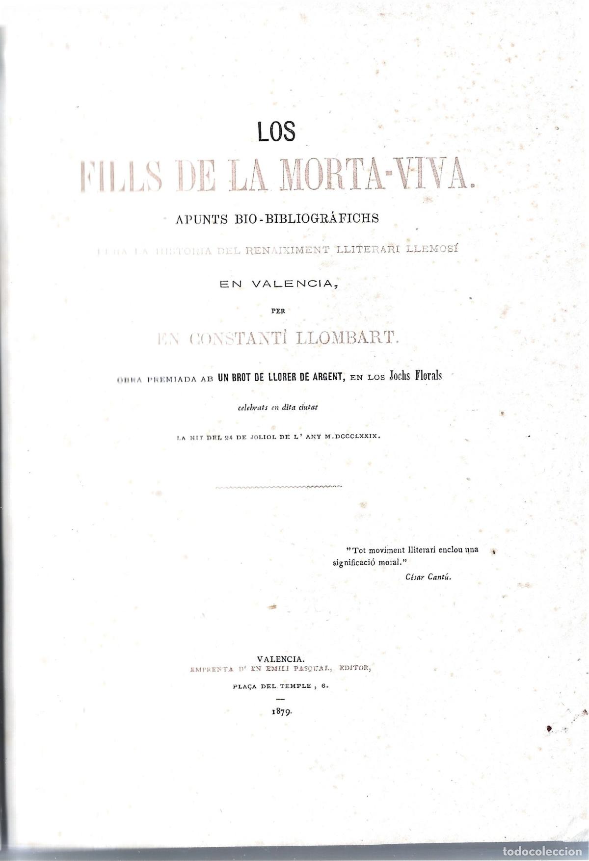 Libros antiguos: RENAIXEN&Ccedil;A DE LA LLENGUA VALENCIANA-NACIONALISME VALENCI&Agrave;-LOS FILLS DE LA MORTA VIVA-LLOMBART