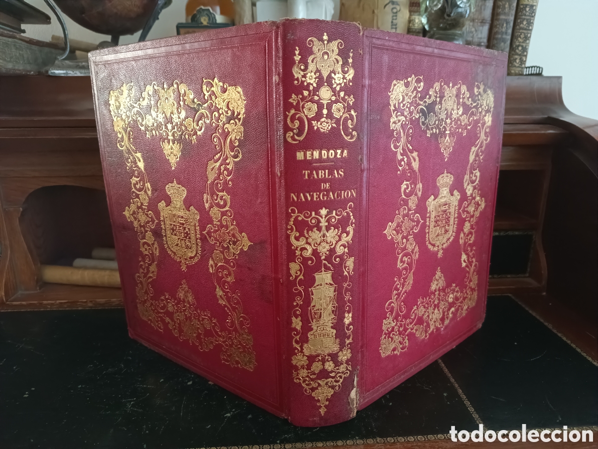 Libros antiguos: MENDOZA Y RIOS. TABLAS DE NAVEGACI&Oacute;N Y ASTRONOM&Iacute;A. NAUTICA 1850. ENCUADERNACI&Oacute;N LUJO. ESCUDO REAL.