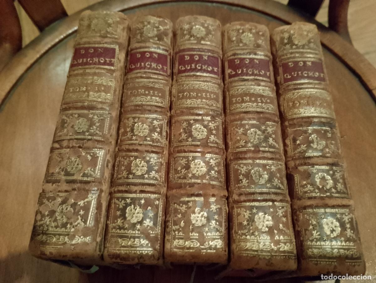 Libros antiguos: Histoire de l'admirable Don Quichotte de la Manche. Don Quichotte de la Manche - 5 Tomos Completo