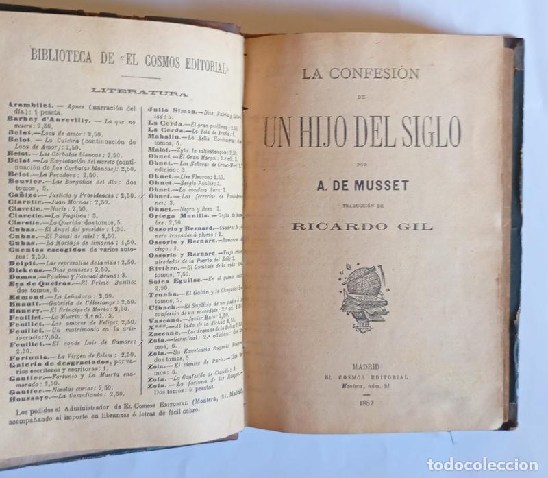 Antiquarische B&uuml;cher: LA CONFESION DE UN HIJO DEL SIGLO - A. DE MUSSET -EL COSMOS EDITORIAL 1887 -1&ordf; ED. TRAD. RICARDO GIL