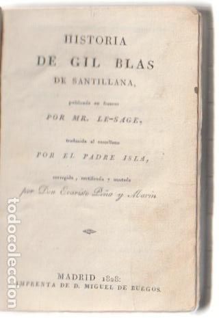 Libros antiguos: Historia de Gil Blas de Santillana / publicada en franc&eacute;s por Mr. le-Sage