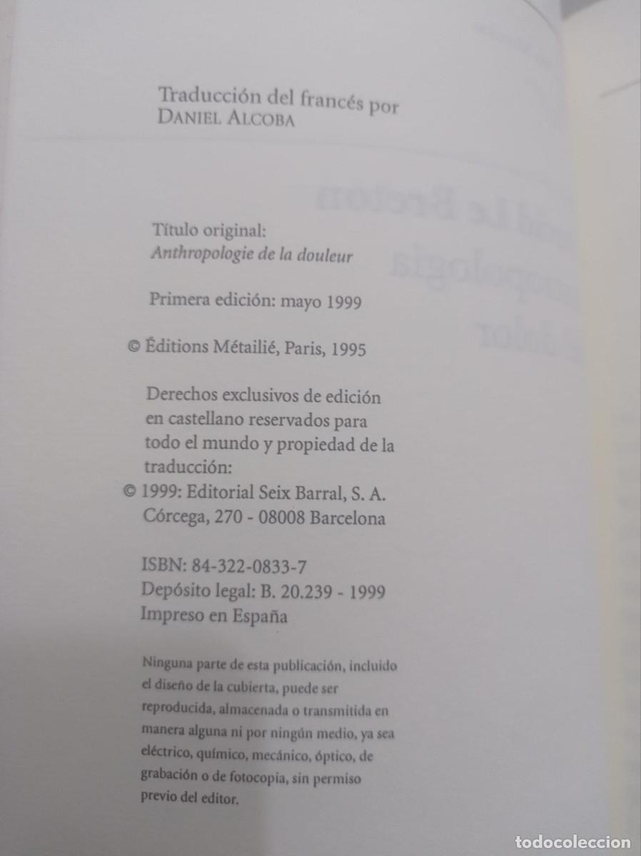 Libros: ANTROPOLOGIA DEL DOLOR DAVID LE BRETON - Foto 5