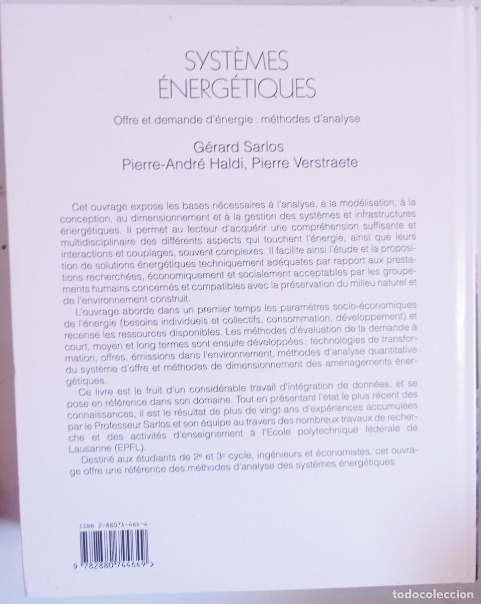 Libros: Syst&egrave;mes &eacute;nerg&eacute;tiques Offre et demande d&eacute;nergie : m&eacute;thodes danalyse - Foto 2