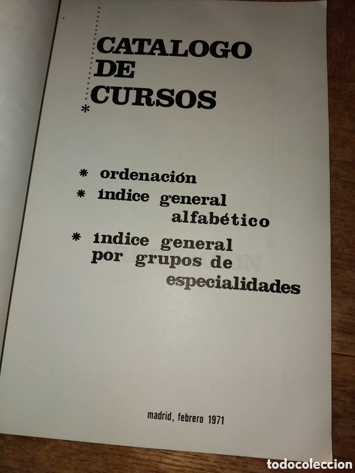 Libros: Cat&aacute;logo de cursos ppo 1971 - Foto 2