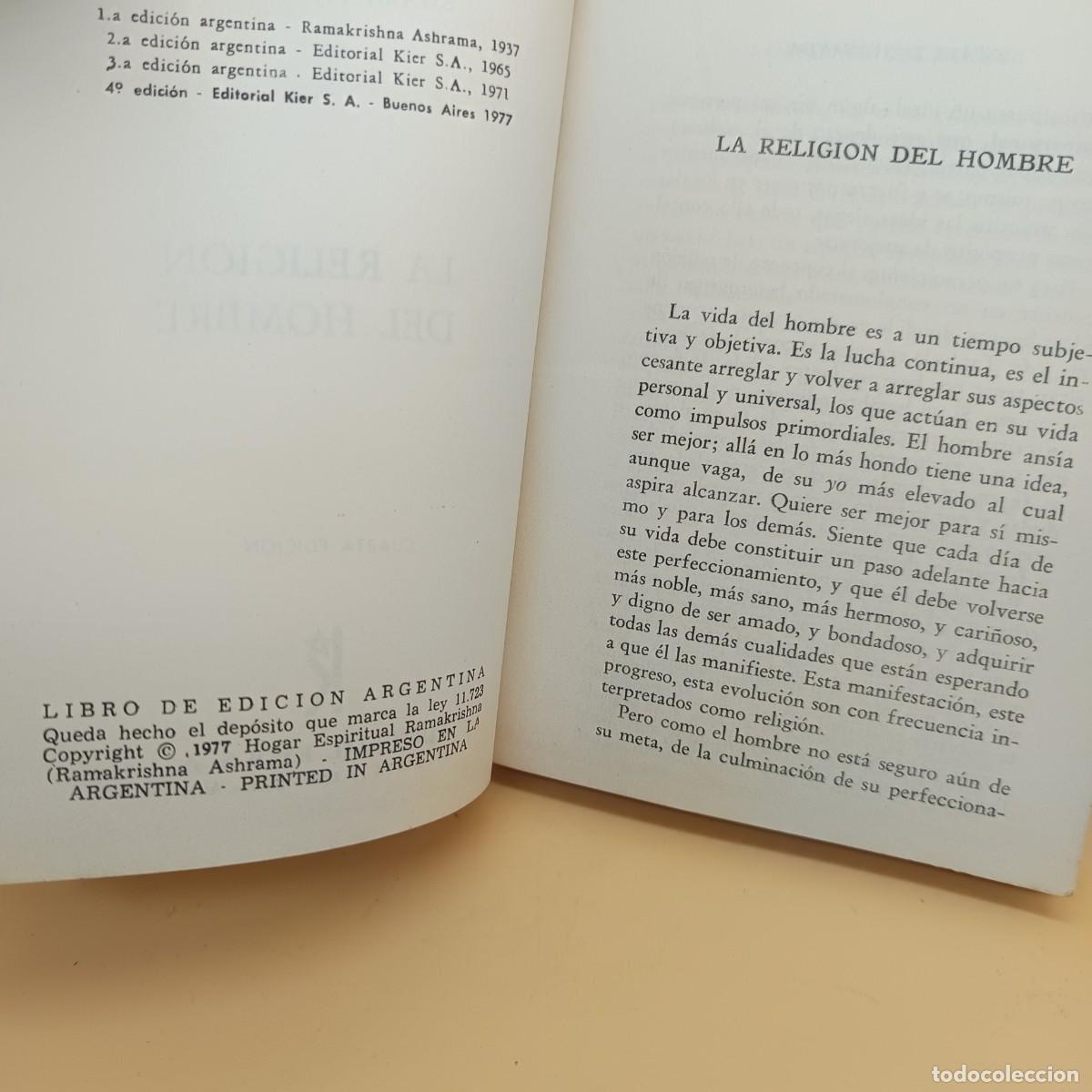 Libros: LA RELIGION DEL HOMBRE, EDICIONES KIER - Foto 4