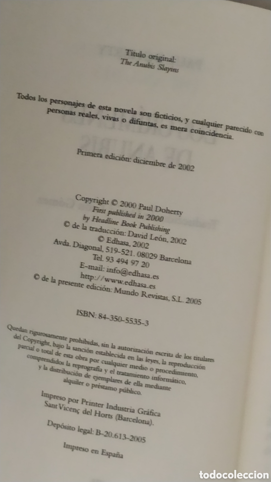 Libros: LIBRO LOS CR&Iacute;MENES DE ANUBIS PA&Uacute;L DOHERTY - Foto 5