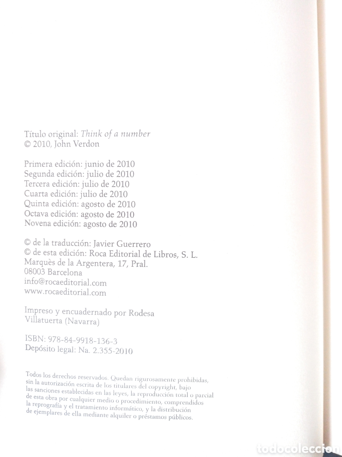 Libros: S&Eacute; LO QUE EST&Aacute;S PENSANDO JOHN VERDON - Foto 3