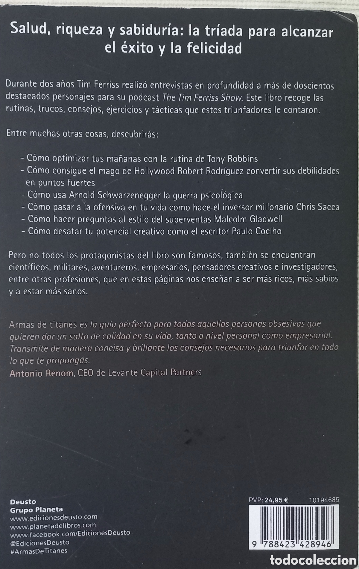 Libros: ARMAS DE TITANES. TIM FERRISS. DEUSTO - Foto 2