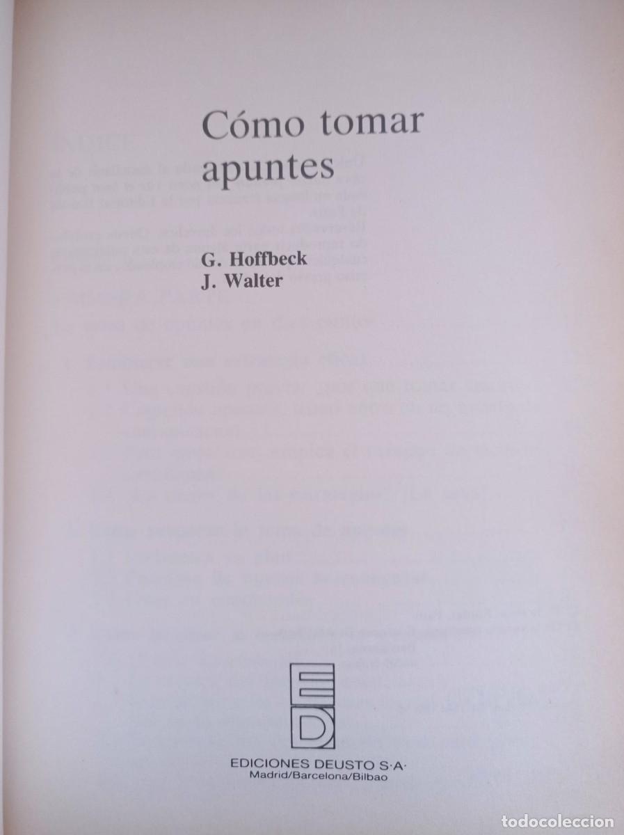 Libros: Como Tomar Apuntes,G.HOFFBECK,J. WALTER - Foto 2