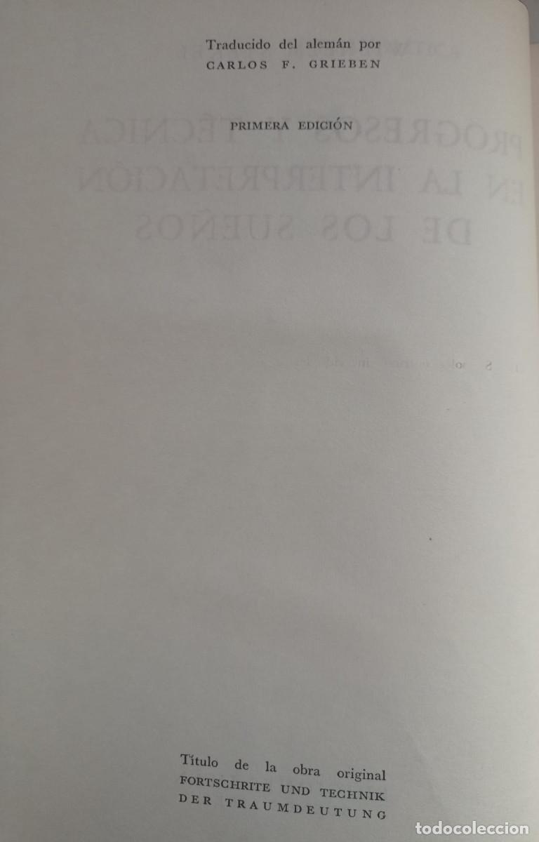 Libros: PROGRESOS Y TECNICA EN LA INTERPRETACION DE LOS SUE&Ntilde;OS 1&ordf;EDICION - Foto 5