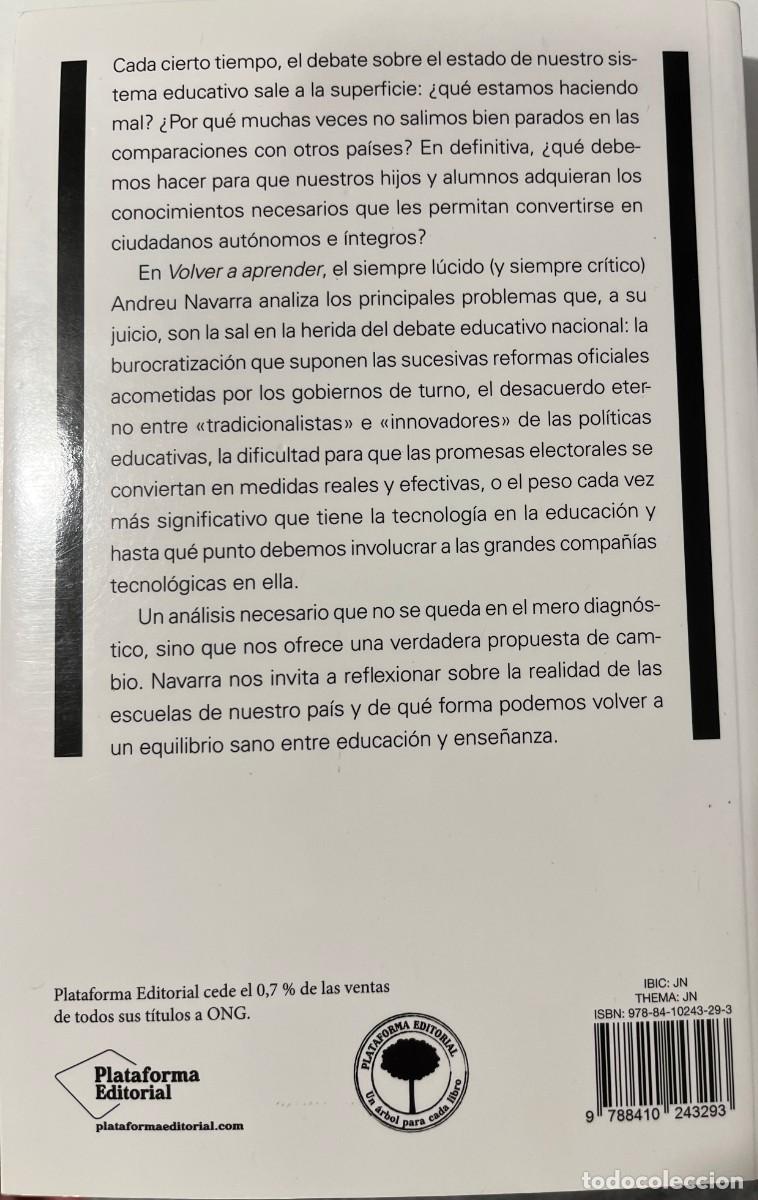 Libros: VOLVER A APRENDER, ANDREU NAVARRA, PLATAFORMA EDITORIAL - Foto 2